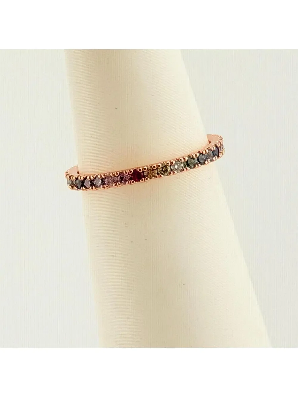 Bomb Party Dainty MHA Mental Health  Sz 6 (6.5 on Sizer) Rainbow Rose Gold